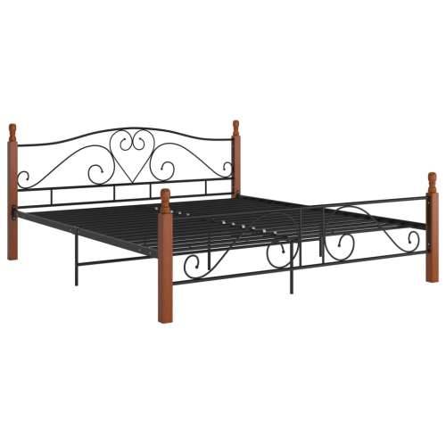 Okvir kreveta crni metalni 200 x 200 cm - crna i tamna boja drva 200 x 200 cm Cijena