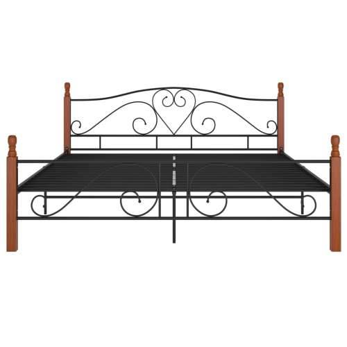 Okvir kreveta crni metalni 200 x 200 cm - crna i tamna boja drva 200 x 200 cm Cijena
