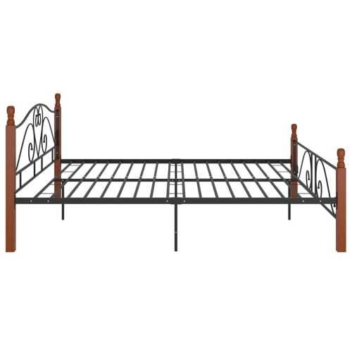 Okvir kreveta crni metalni 200 x 200 cm - crna i tamna boja drva 200 x 200 cm Cijena