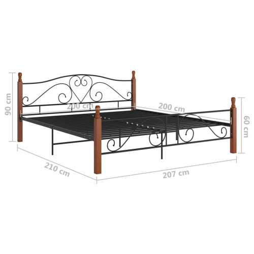 Okvir kreveta crni metalni 200 x 200 cm - crna i tamna boja drva 200 x 200 cm Cijena