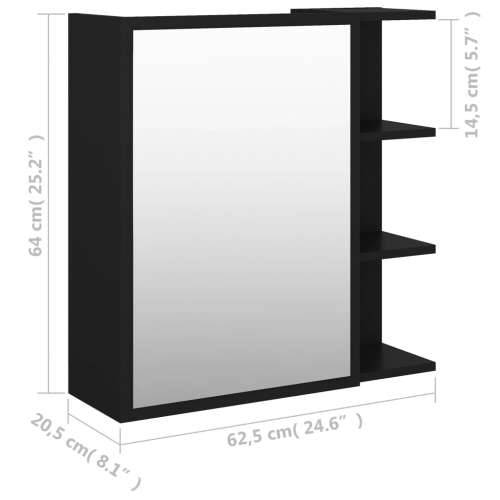 Kupaonski ormarić s ogledalom crni 62,5 x 20,5 x 64 cm drveni - Crna 1 Cijena
