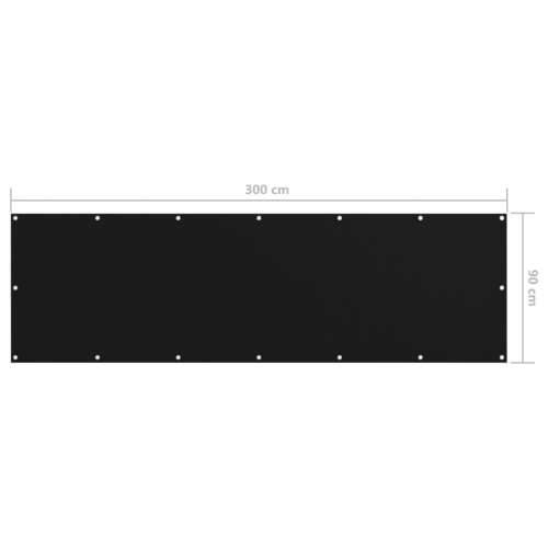 Balkonski zastor crni 90 x 300 cm od tkanine Oxford Cijena