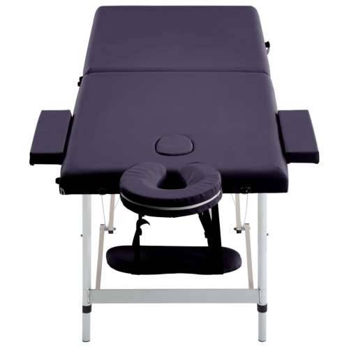 Sklopivi stol za masažu s 2 zone aluminijski ljubičasti Cijena