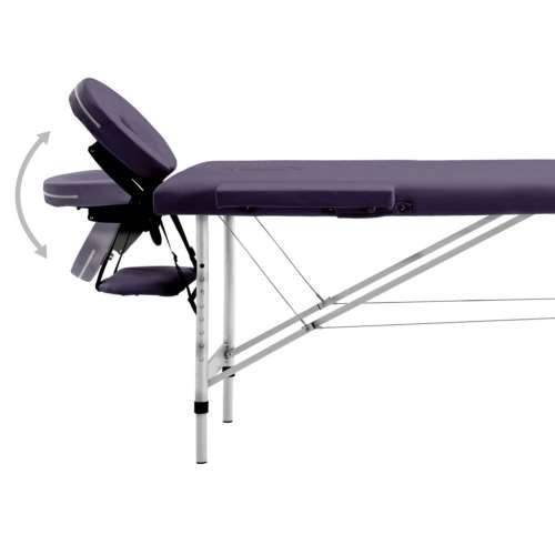 Sklopivi stol za masažu s 2 zone aluminijski ljubičasti Cijena