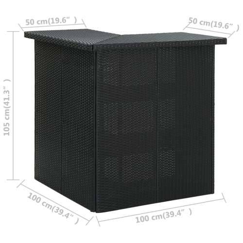 Kutni barski stol crni 100 x 50 x 105 cm od poliratana - Crna 1 Cijena