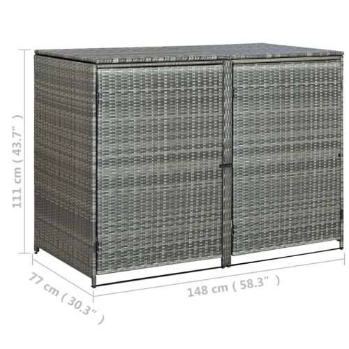Spremište za dvije kante za smeće od poliratana 148x77x111 cm   - Antracit 1 Cijena