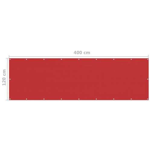 Balkonski zastor crveni 120 x 400 cm HDPE - Crvena 120 x 400 cm 1 Cijena
