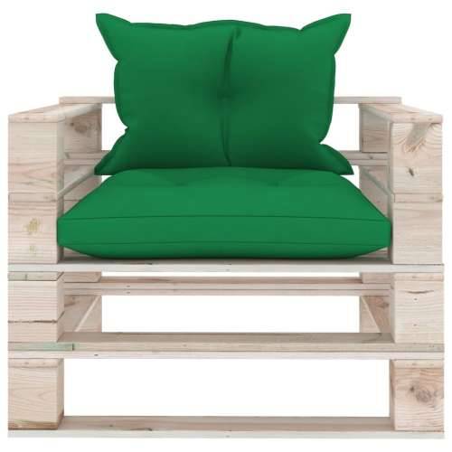 Vrtna sofa od paleta od borovine sa zelenim jastucima Cijena