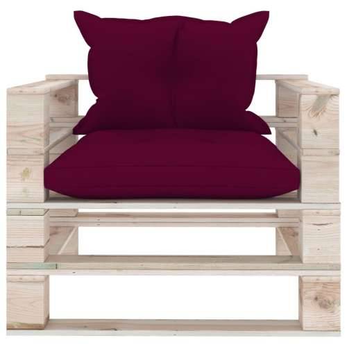 Vrtna sofa od paleta od borovine s jastucima crvene boje vina Cijena