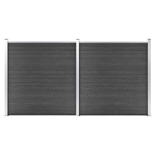 Set panela za ogradu WPC 353 x 186 cm crni Cijena