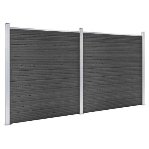 Set panela za ogradu WPC 353 x 186 cm crni Cijena