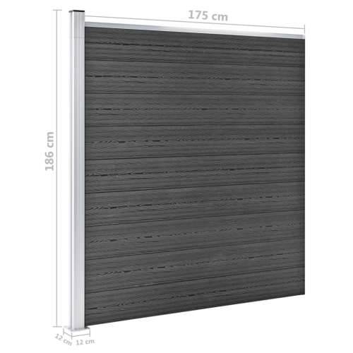 Set panela za ogradu WPC 526 x 186 cm crni Cijena