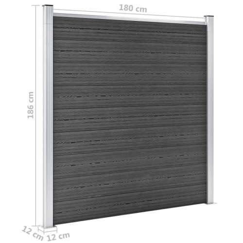 Set panela za ogradu WPC 699 x 186 cm crni Cijena