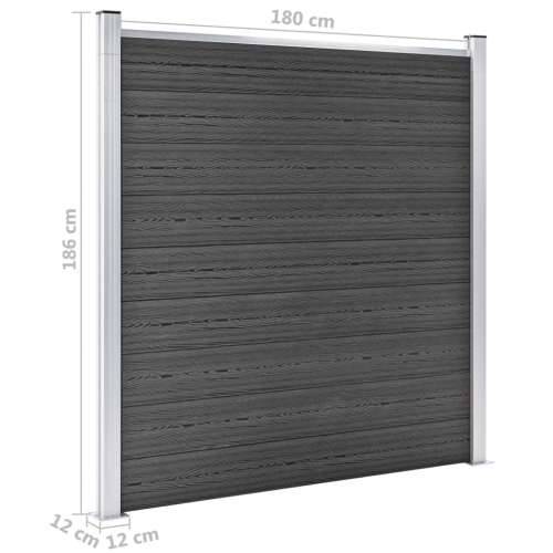 Set panela za ogradu WPC 1045 x 186 cm crni Cijena