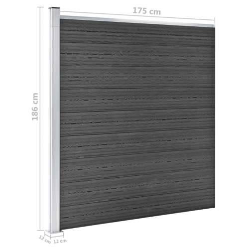 Set panela za ogradu WPC 1045 x 186 cm crni Cijena