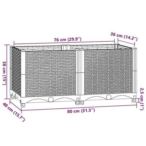 Povišena gredica 80x40x38 cm od polipropilena - Plavo-siva 80 x 40 x 38 cm 1 Cijena