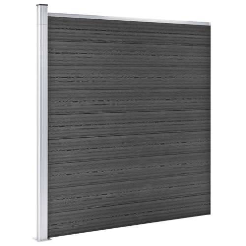Set panela za ogradu WPC 1737 x 186 cm crni Cijena