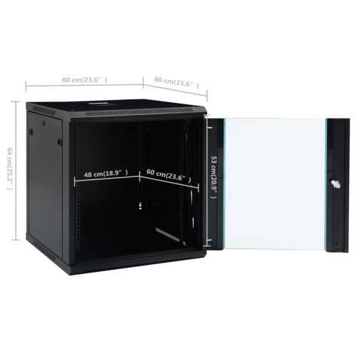 Zidni komunikacijski ormar 12U 19 ” IP20 600 x 600 x 640 mm - Crna 600 x 600 x 640 mm Cijena