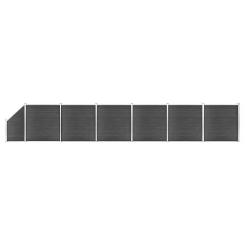 Set panela za ogradu WPC 1138 x (105 - 186) cm crni