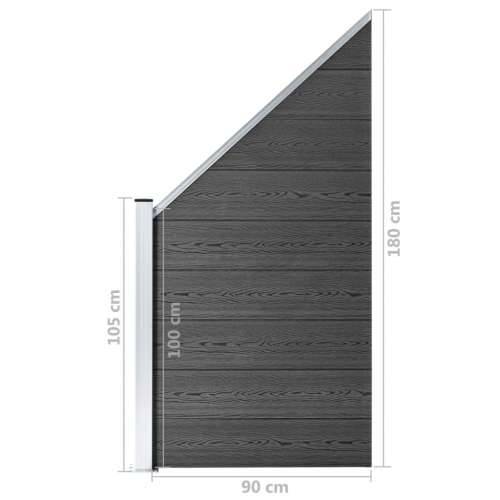 Set panela za ogradu WPC 1657 x (105 - 186) cm crni Cijena