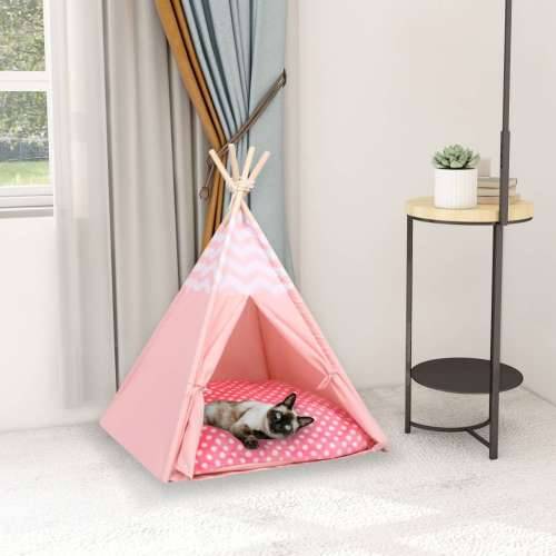 Šator tipi za mačke od breskvine kore ružičasti 60 x 60 x 70 cm Cijena