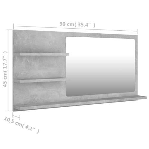 Kupaonsko ogledalo boja betona 90x10,5x45 cm konstruirano drvo - Beton siva 1 Cijena
