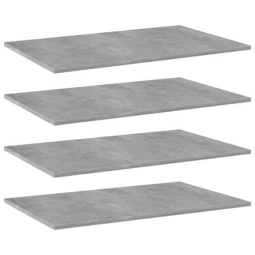 Police za knjige 4 kom siva boja betona 80x50x1,5 cm od iverice