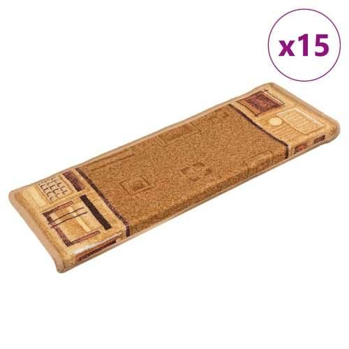 Ljepljivi tepisi za stepenice 15 kom 65x21x4 cm bež - Bež 15 Pravokutno Cijena