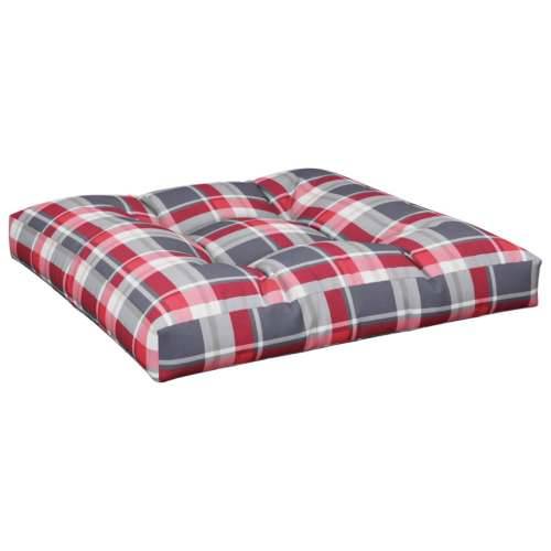 Jastuk za palete crveni karirani 70 x 70 x 12 cm od tkanine Cijena