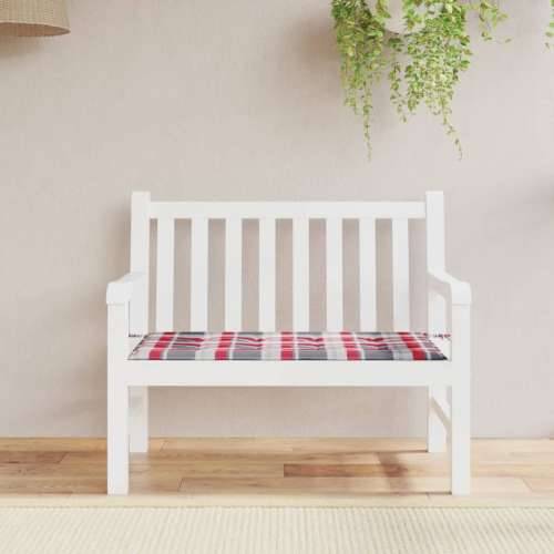 Jastuk za vrtnu klupu crveni karirani 120x50x3cm tkanina Oxford