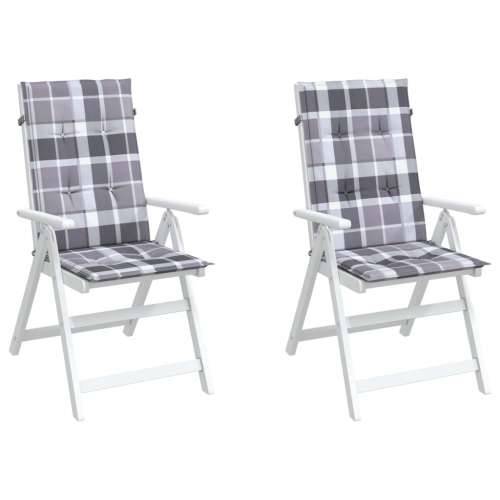 Jastuci za stolice 2 kom sivi karirani 120x50x3 cm od tkanine Cijena