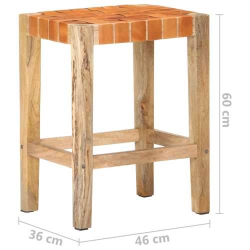 Barski stolci od prave kože 2 kom smeđi 60 cm - Smeđa 60 cm 2 Cijena