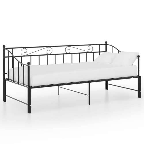 Okvir za krevet na razvlačenje crni metalni 90 x 200 cm - Crna Cijena