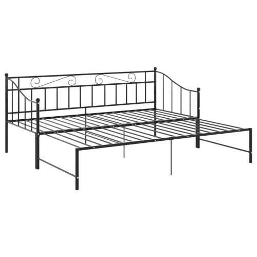 Okvir za krevet na razvlačenje crni metalni 90 x 200 cm - Crna Cijena