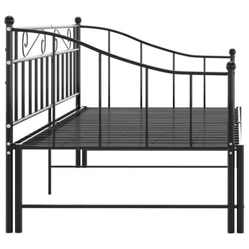 Okvir za krevet na razvlačenje crni metalni 90 x 200 cm - Crna Cijena