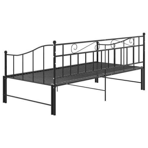 Okvir za krevet na razvlačenje crni metalni 90 x 200 cm - Crna Cijena