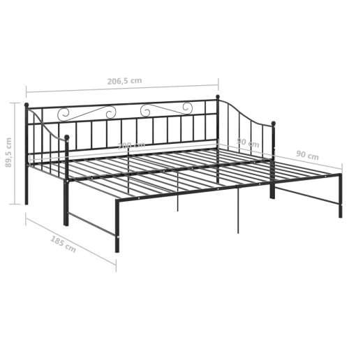 Okvir za krevet na razvlačenje crni metalni 90 x 200 cm - Crna Cijena