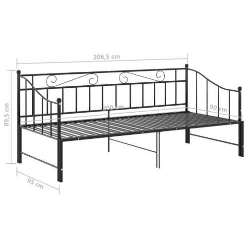 Okvir za krevet na razvlačenje crni metalni 90 x 200 cm - Crna Cijena