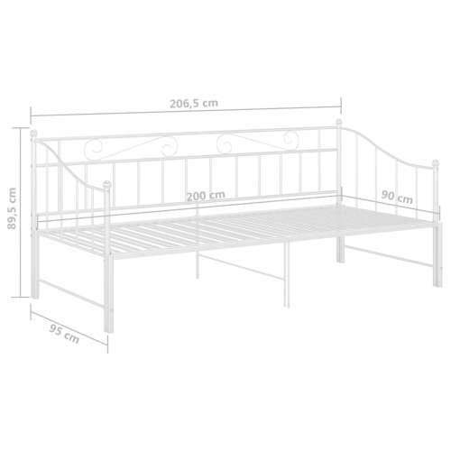 Okvir za krevet na razvlačenje bijeli metalni 90 x 200 cm - Bijela Cijena