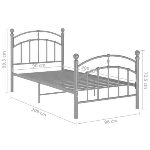 Okvir za krevet sivi metalni 90 x 200 cm - Siva 90 x 200 cm Cijena