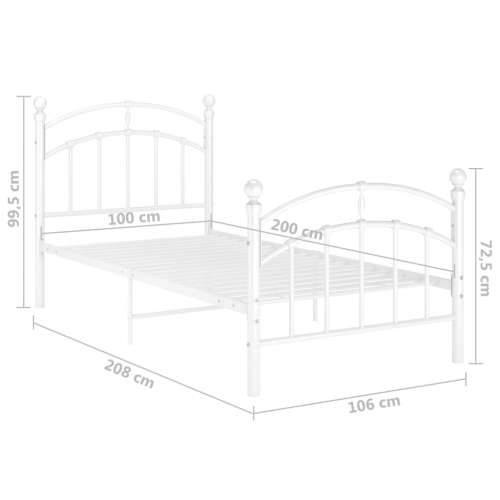 Okvir za krevet bijeli metalni 100 x 200 cm - Bijela 100 x 200 cm Cijena
