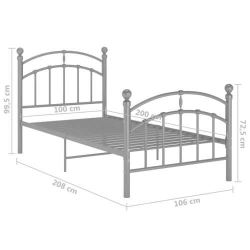Okvir za krevet sivi metalni 100 x 200 cm - Siva 100 x 200 cm Cijena