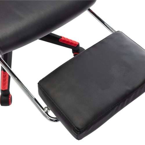 Igraća stolica od umjetne kože s osloncem za noge crno-crvena Cijena