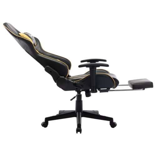 Igraća stolica od umjetne kože s osloncem za noge crno-zlatna Cijena