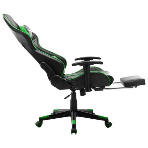 Igraća stolica od umjetne kože s osloncem za noge crno-zelena Cijena