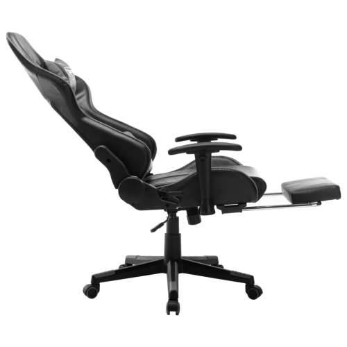Igraća stolica od umjetne kože s osloncem za noge crno-siva Cijena