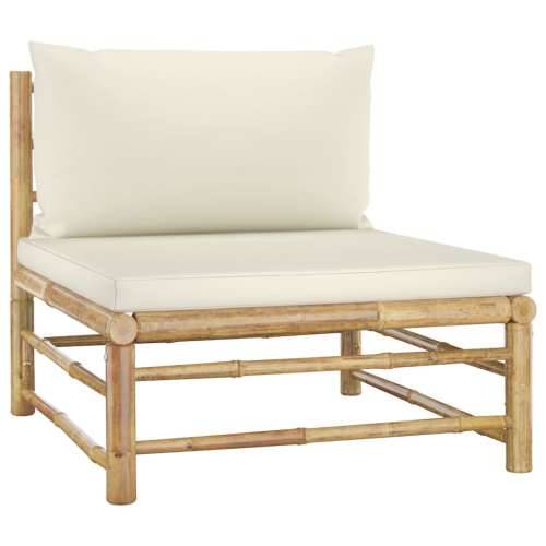 Vrtna srednja sofa od bambusa s krem bijelim jastucima