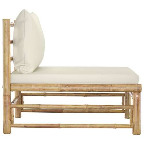 Vrtna srednja sofa od bambusa s krem bijelim jastucima Cijena