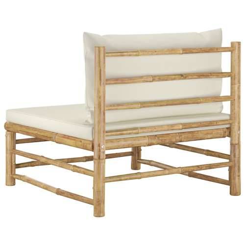 Vrtna srednja sofa od bambusa s krem bijelim jastucima Cijena