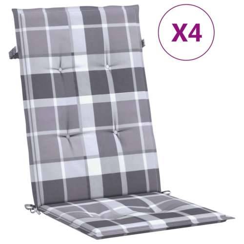 Jastuci za stolice 4 kom sivi karirani 120x50x3 cm od tkanine Cijena